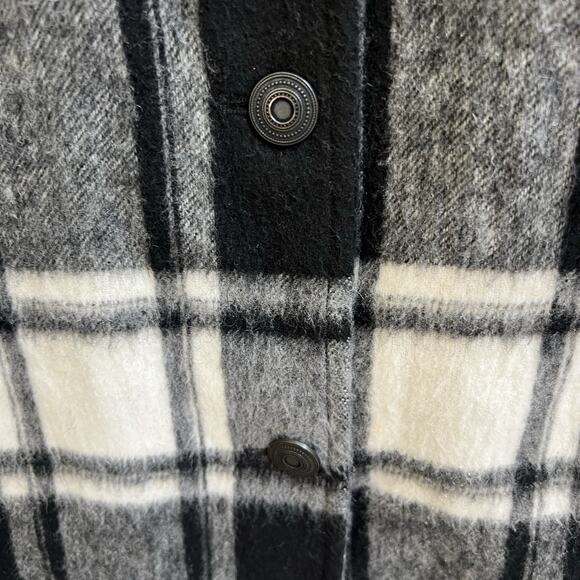 Zara Womens Oversized Plaid Shacket White Black Grey Sz XS Wool blend - Picture 3 of 5